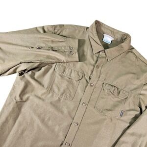 Columbia Omni-Wick Stretch Shirt Mens XL Tan Long Sleeve Button Up XM7410 Hiking